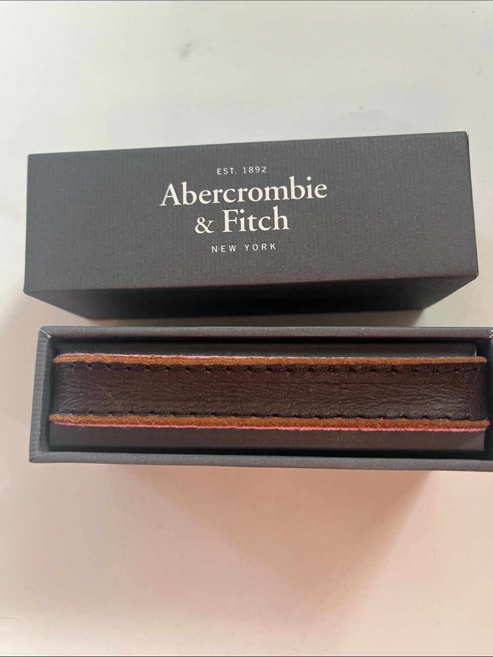 Abercrombie & Fitch Dark Brown Leather Bracelet with Tan Trim